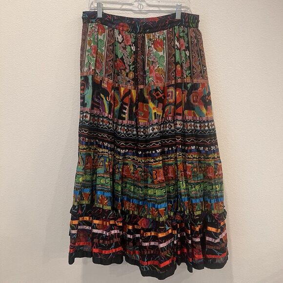 Vintage Soft Surroundings Mixed Medium Maxi Skirt Boho Fairy Whimsical Large - Picture 1 of 8